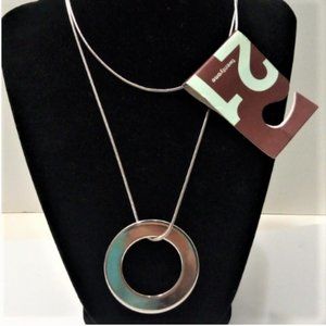 Twenty-one Silver Circle Wrap Necklace